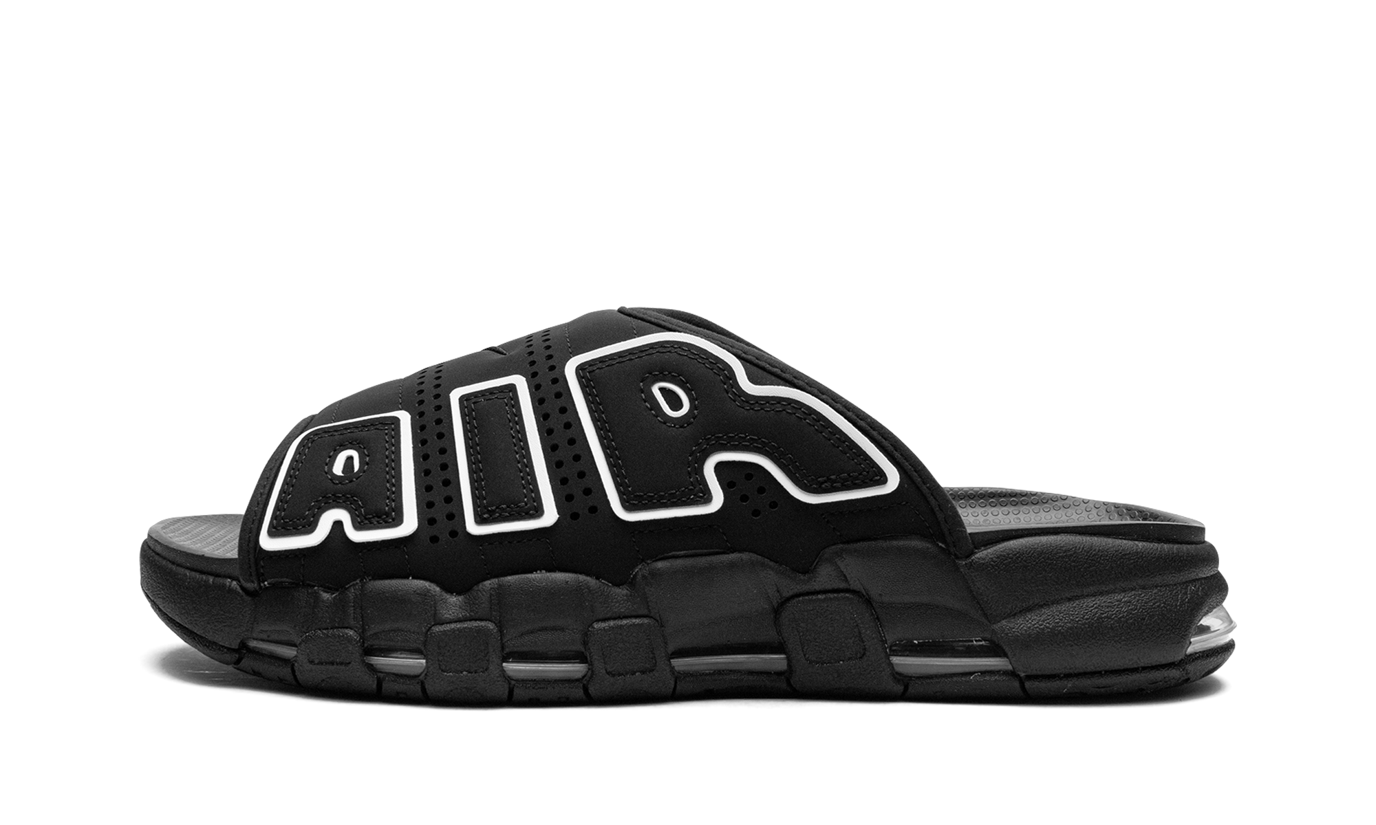 Nike Air More Uptempo Slide Black Grey Sole