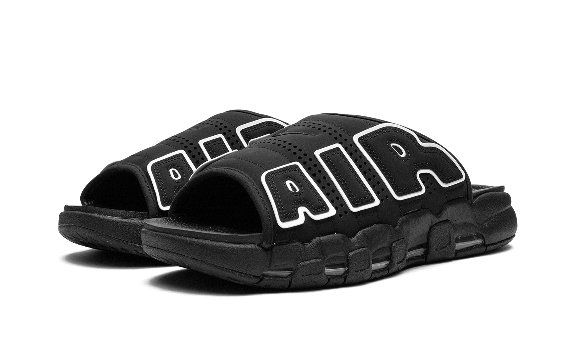 Nike Air More Uptempo Slide Black Grey Sole