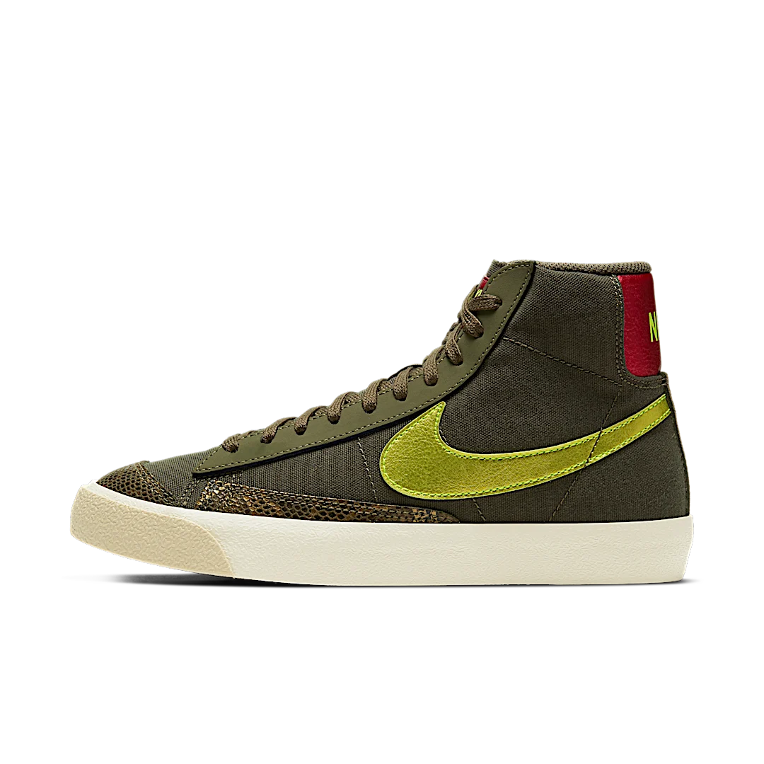 Nike Blazer Mid 77 Olive Snakeskin, Medium Olive/Lemon Venom-Fossil (CZ0462-200)