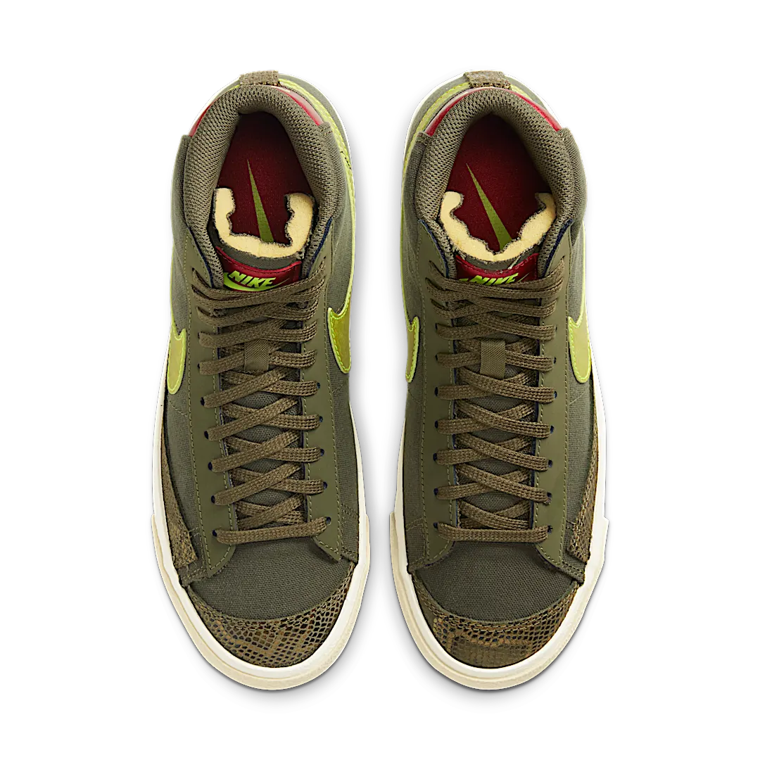 Nike Blazer Mid 77 Olive Snakeskin, Medium Olive/Lemon Venom-Fossil (CZ0462-200)