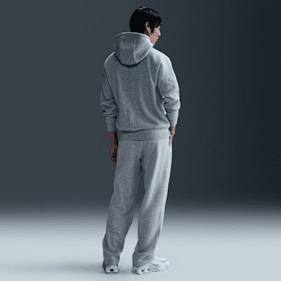 Nike Club Full-Zip Fleece Hoodie Dark Grey Heather/Light Smoke Grey/White