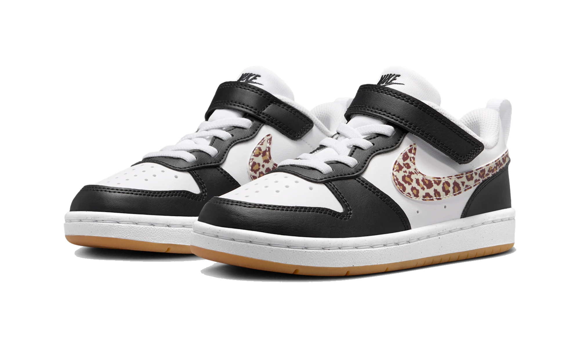 Nike Court Borough Low Black White Leopard Swoosh (PS)