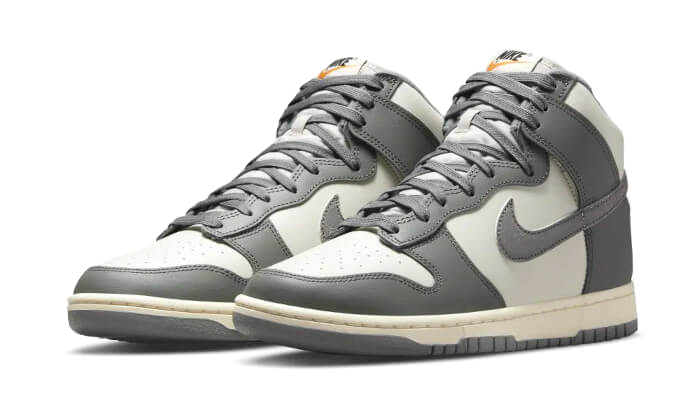 Nike Dunk High Vintage Light Bone Grey, Light Bone/Tumbled Grey-Coconut Milk-Alpha Orange (DM0582-001)