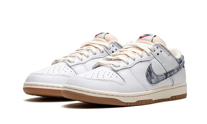 Nike Dunk Low New Americana Washed Denim, White/Midnight Navy-Gym Red-Sail (FN6881-100)