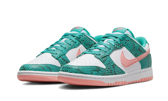 Nike Dunk Low Snakeskin Washed Teal Bleached Coral, White/Washed Teal-Beach Coral-Black (DR8577-300)