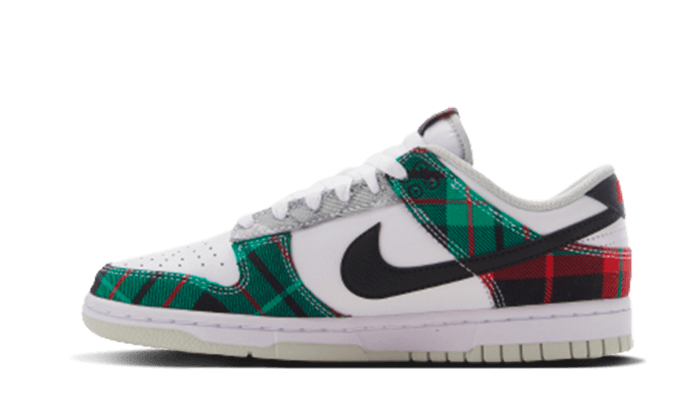 Nike Dunk Low Tartan Plaid, White/Black-White-University Red-Stadium Grey-Light Silver (DV0827-100)