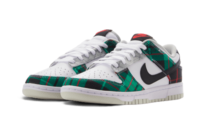 Nike Dunk Low Tartan Plaid, White/Black-White-University Red-Stadium Grey-Light Silver (DV0827-100)