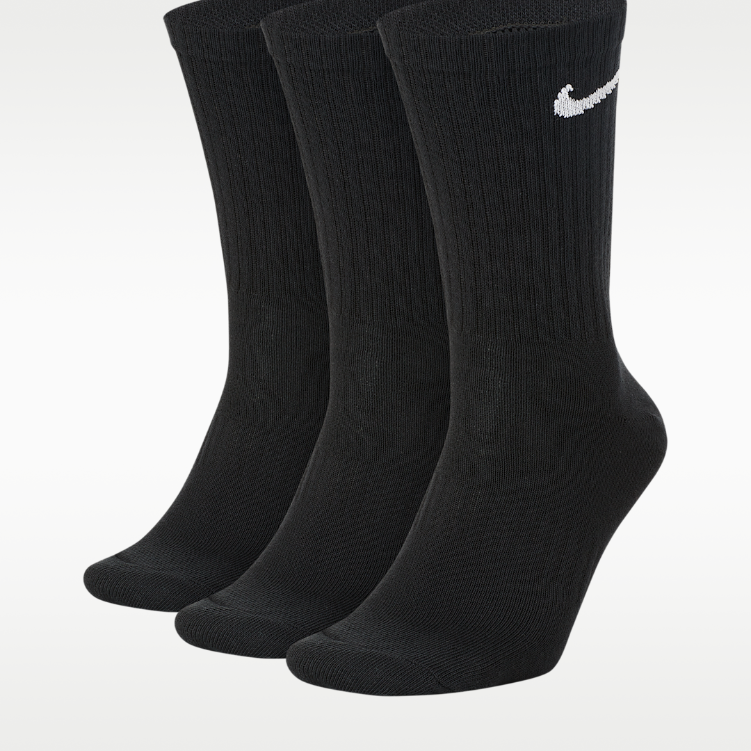 Nike Everyday Lightweight Crew Socks (3 Pairs) Black/White