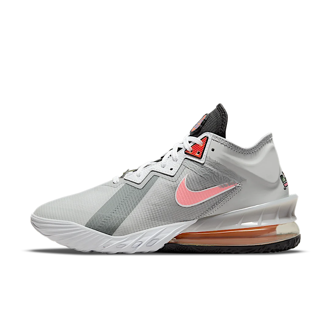 Nike LeBron 18 Low Bugs vs Marvin Space Jam, Light Smoke Grey/Black-White-Sunset Pulse (CV7562-005)