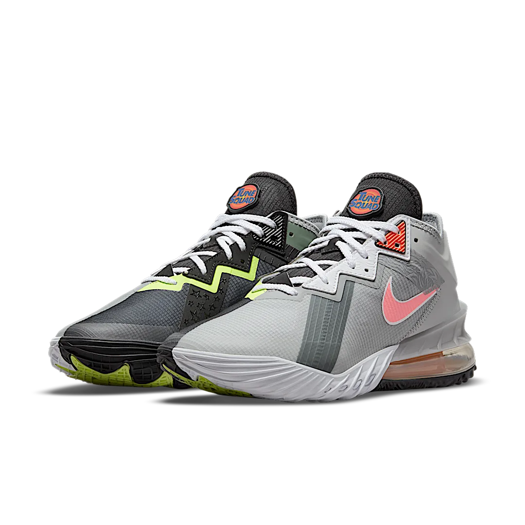 Nike LeBron 18 Low Bugs vs Marvin Space Jam, Light Smoke Grey/Black-White-Sunset Pulse (CV7562-005)