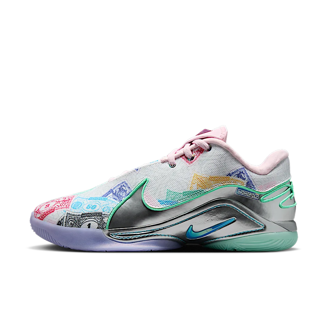 Nike LeBron 22 Monopoly (Translucent Outsole), White/Baltic Blue-Vapor Green-Pink Foam-Metallic Silver (FZ1097-100)