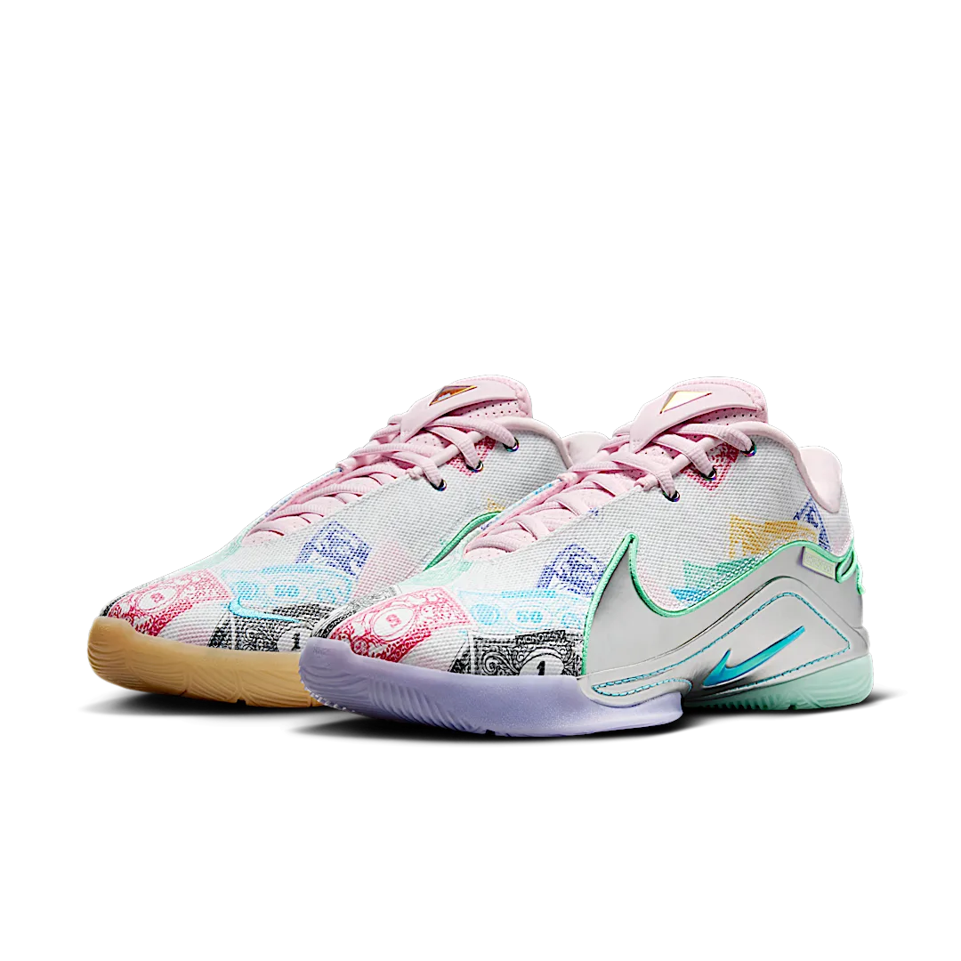 Nike LeBron 22 Monopoly (Translucent Outsole), White/Baltic Blue-Vapor Green-Pink Foam-Metallic Silver (FZ1097-100)