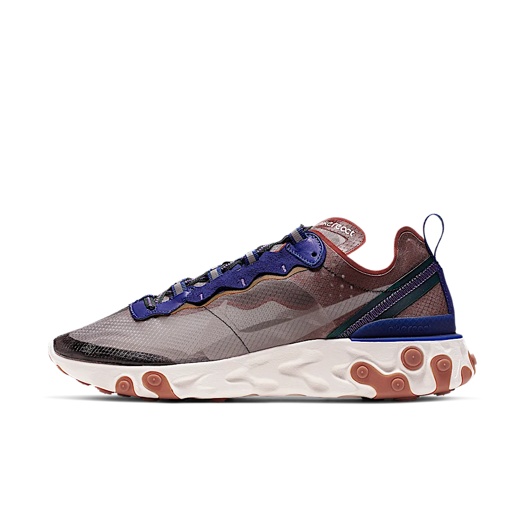 Nike React Element 87 Dusty Peach, Dusty Peach/Atmosphere Grey-Deep Royal Blue-Lucid Green-Amarillo-Hyper Grape (AQ1090-200)