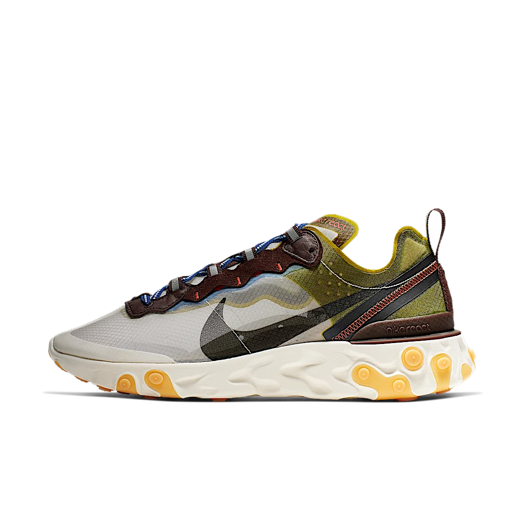 Nike React Element 87 Moss, Moss/Black-El Dorado-Deep Royal Blue-Aluminum-Team Orange (AQ1090-300)