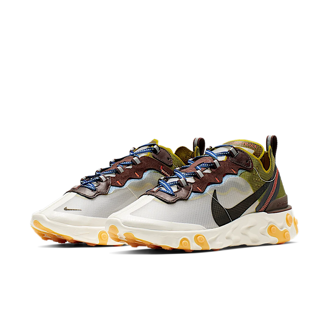 Nike React Element 87 Moss, Moss/Black-El Dorado-Deep Royal Blue-Aluminum-Team Orange (AQ1090-300)