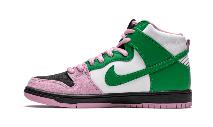 Nike SB Dunk High Invert Celtics, Black/Pink Rise-Lucky Green (CU7349-001)