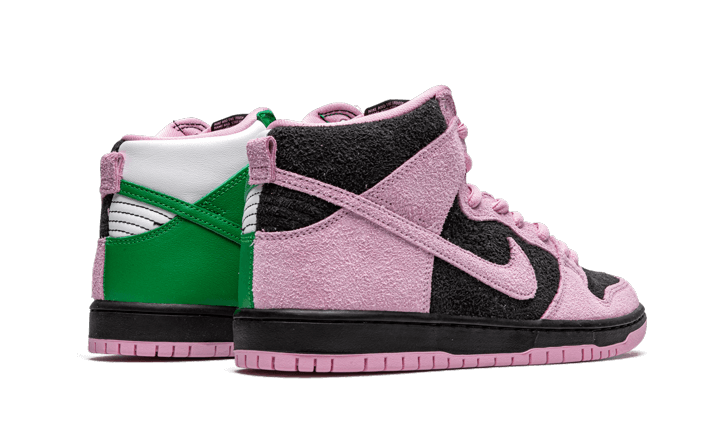 Nike SB Dunk High Invert Celtics, Black/Pink Rise-Lucky Green (CU7349-001)