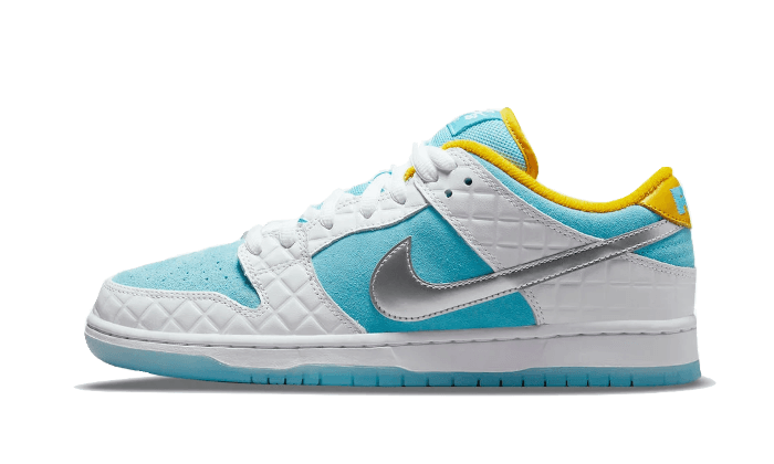 Nike SB Dunk Low FTC Lagoon Pulse, White/Lagoon Pulse-Metallic Silver-Speed Yellow (DH7687-400)