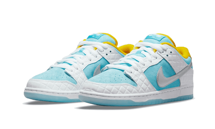 Nike SB Dunk Low FTC Lagoon Pulse, White/Lagoon Pulse-Metallic Silver-Speed Yellow (DH7687-400)