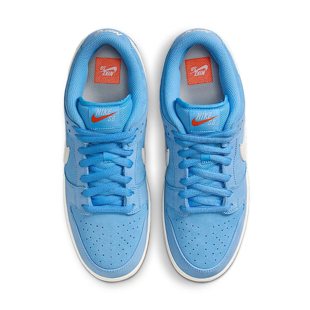 Nike SB Dunk Low Pro University Blue Gum, University Blue/Sail/University Blue/Psychic Blue/Gum Light Brown/Safety Orange (FJ1674-401)