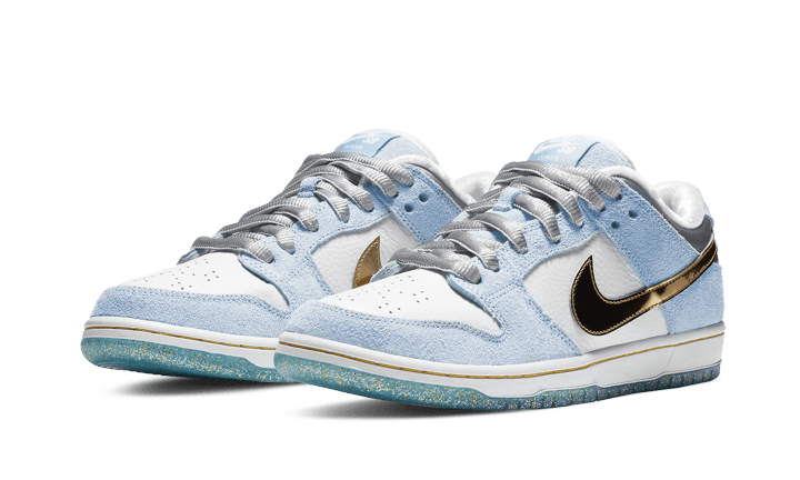 Nike SB Dunk Low Sean Cliver, Ice Blue/White-Metallic Gold-Metallic Silver (DC9936-100)