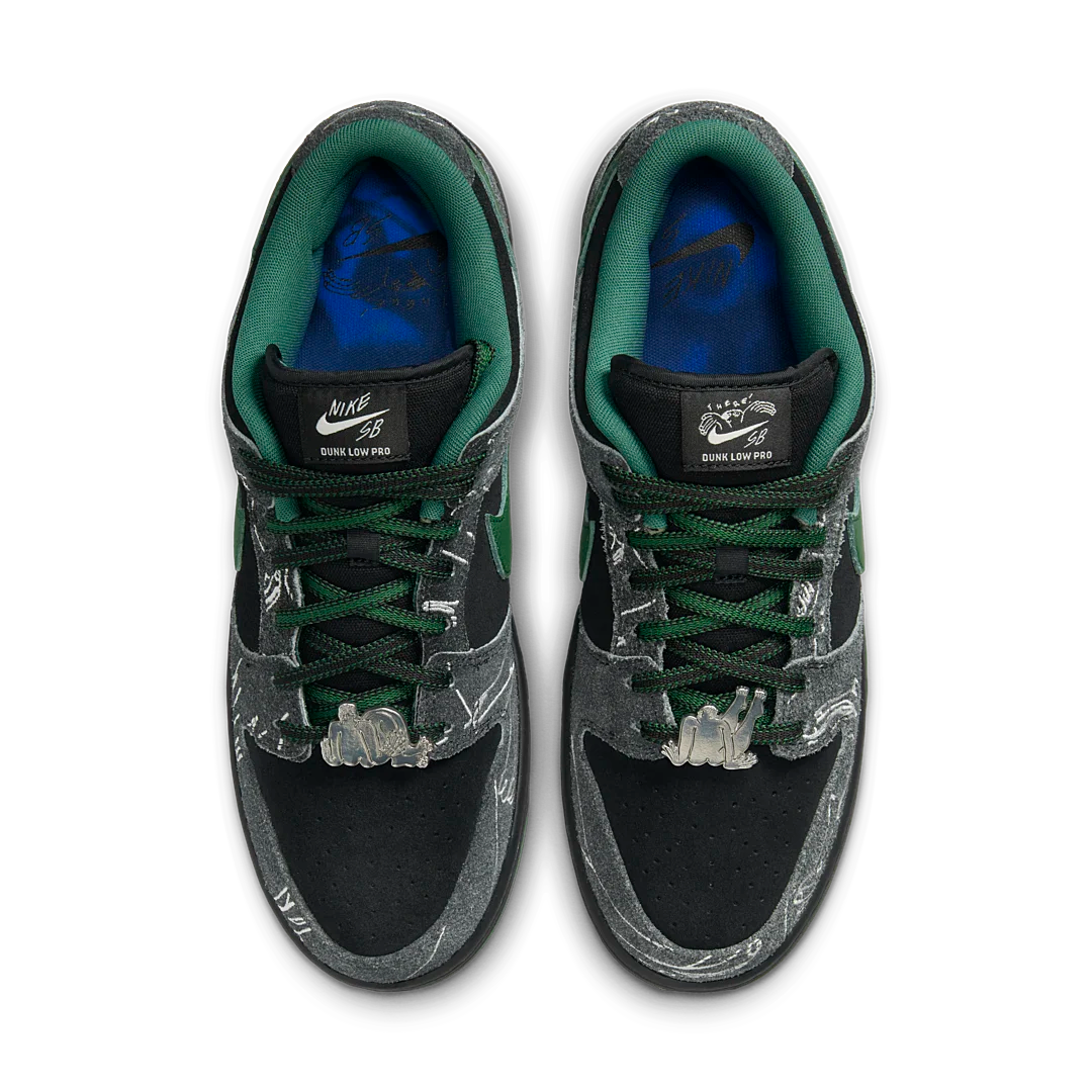 Nike SB Dunk Low There Skateboards, Black/Gorge Green-Summit White (HF7743-001)