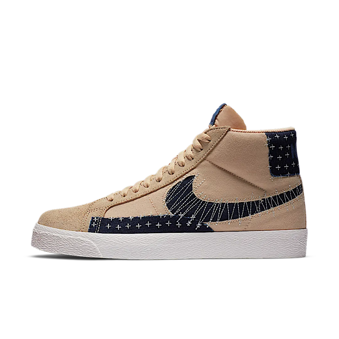Nike SB Zoom Blazer Mid Sashiko Sesame, Sesame/Mystic Navy-Sail-Gum Light Brown (CT0715-200)