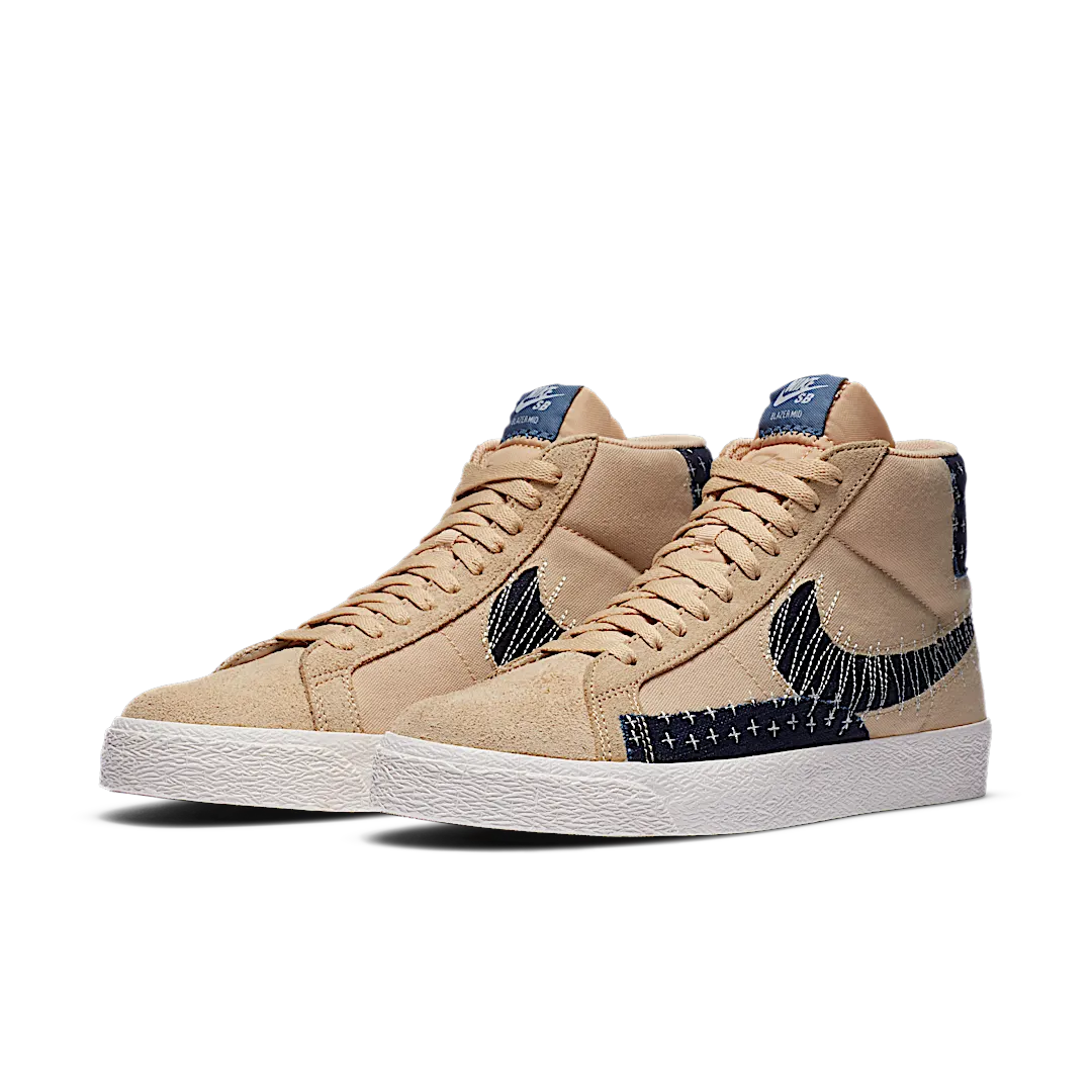 Nike SB Zoom Blazer Mid Sashiko Sesame, Sesame/Mystic Navy-Sail-Gum Light Brown (CT0715-200)