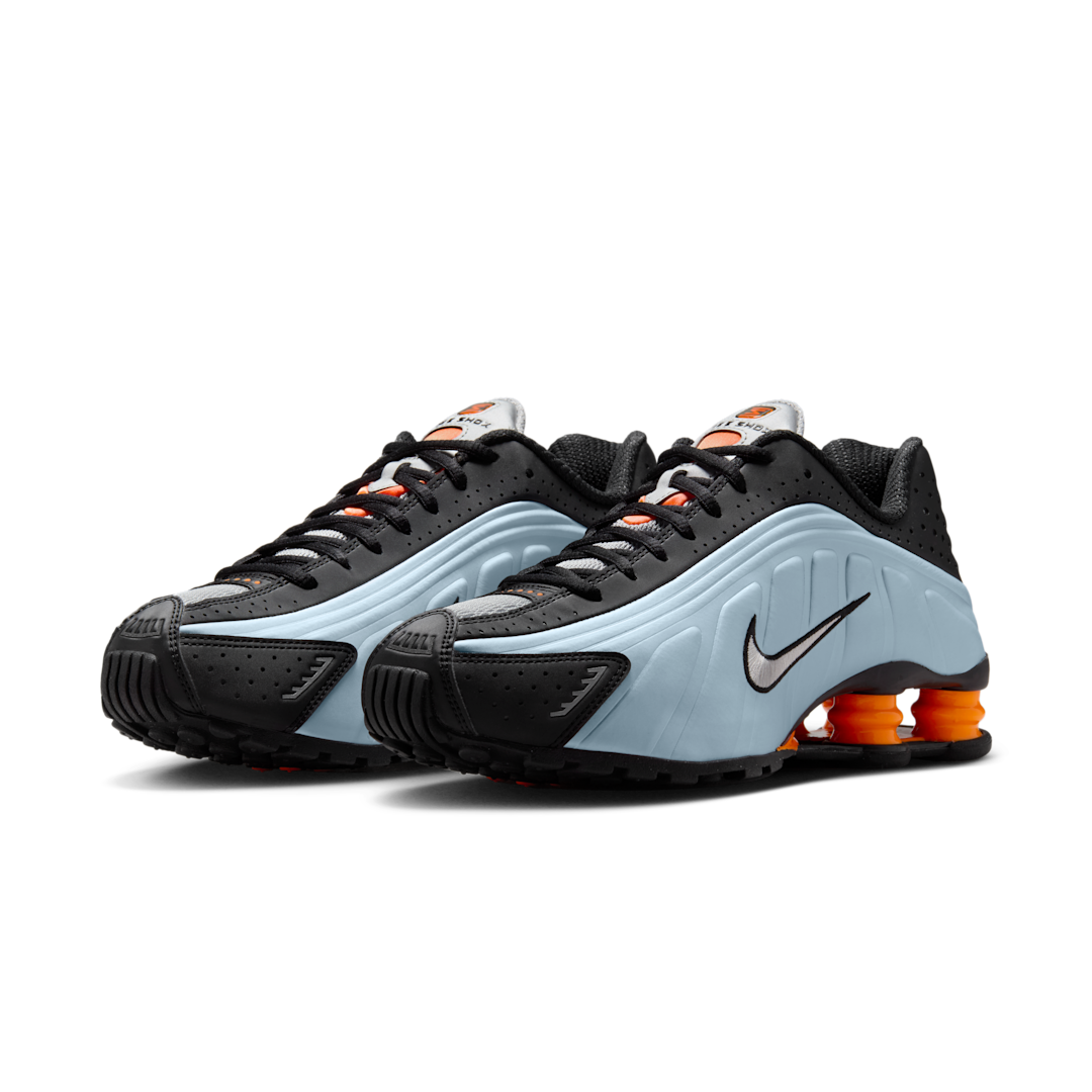 Nike Shox R4 Blue Tint Total Orange Black Metallic Silver, Blue Tint/Total Orange/Black/Metallic Silver (AR3565-401)