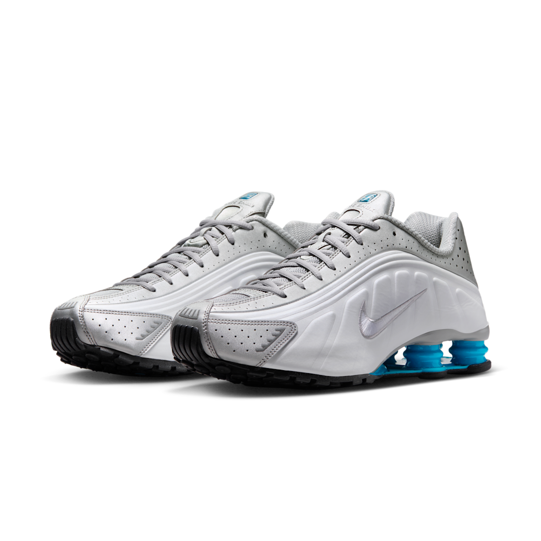 Nike Shox R4 Metallic Silver White Blue Lagoon