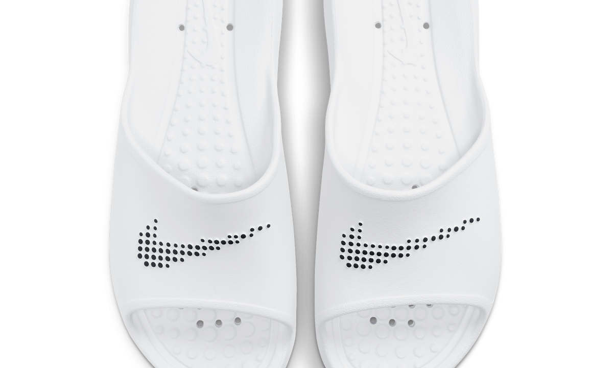 Nike Victori One Shower Slide White Polka Dot Swoosh