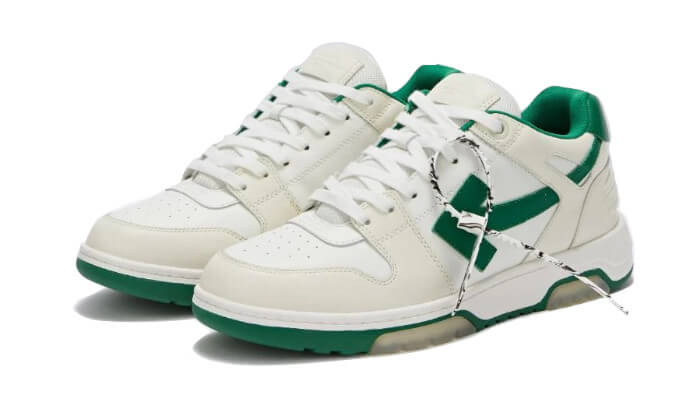 OFF-WHITE Out Of Office "OOO" Low Tops Jet Green Ecru Suede