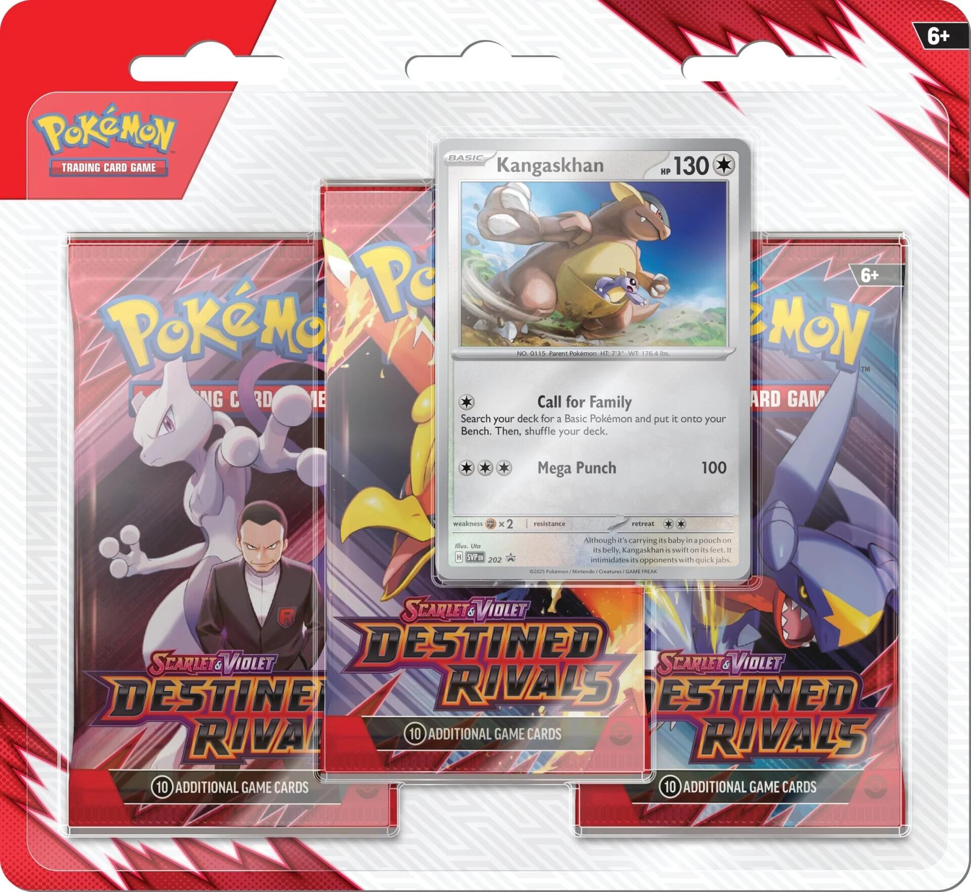 Pokémon TCG Destined Rivals: Kangaskhan 3-Pack Blister