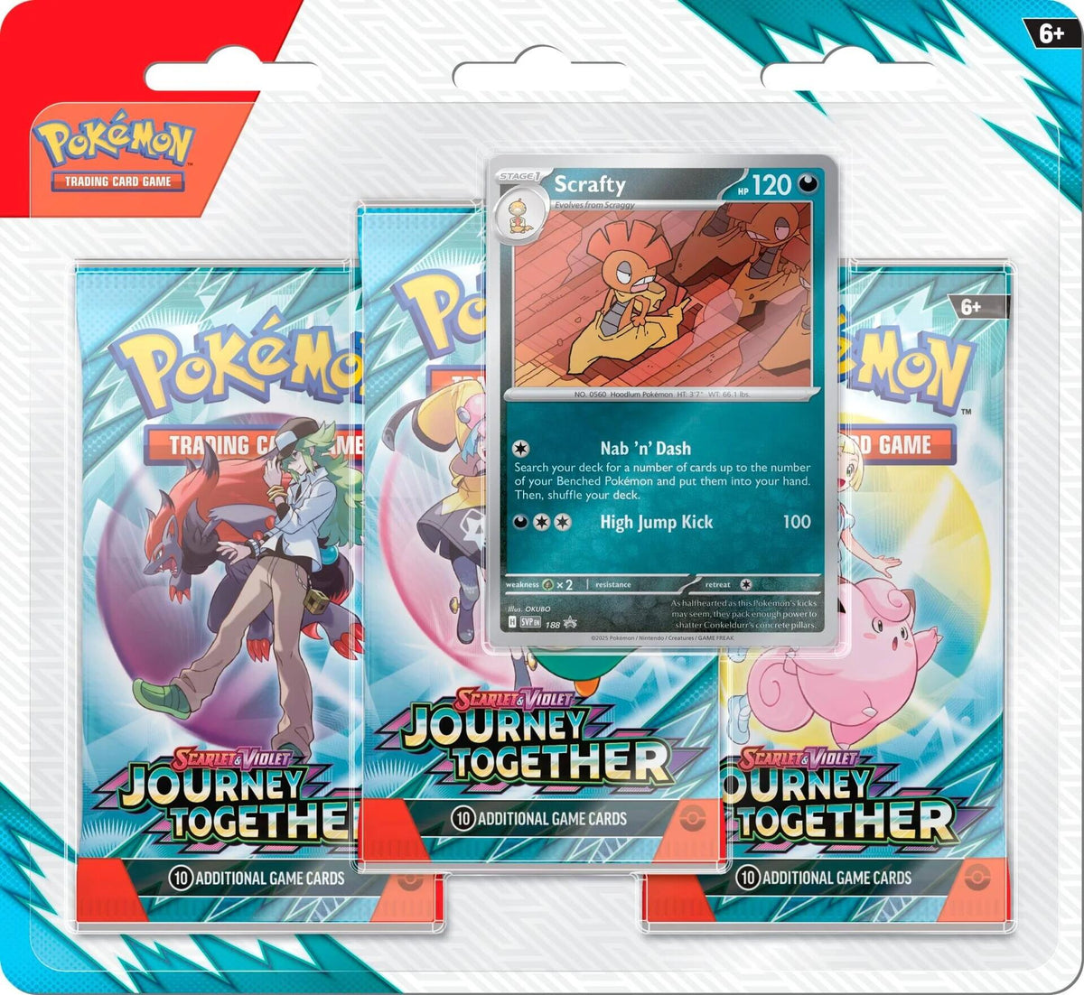 Pokémon TCG Journey Together: Scrafty 3-Pack Blister
