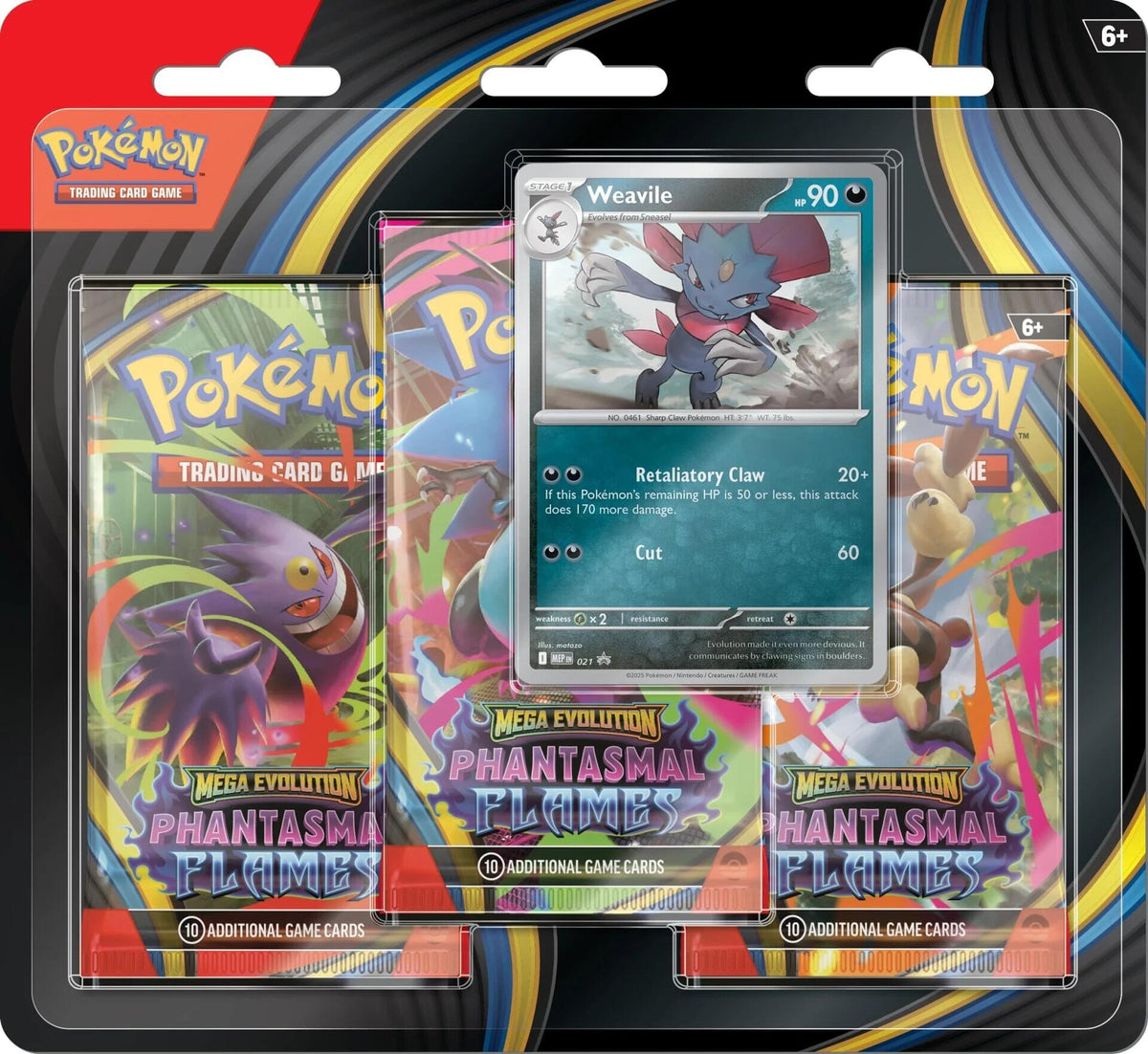 Pokémon TCG Phantasmal Flames: Weavile 3-Pack Blister