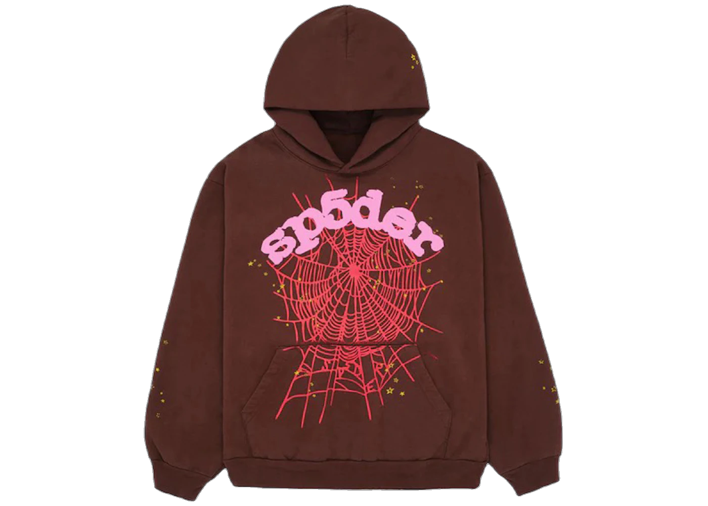 Sp5der Web Hoodie Brown, Brown (sp5der-web-hoodie-brown)