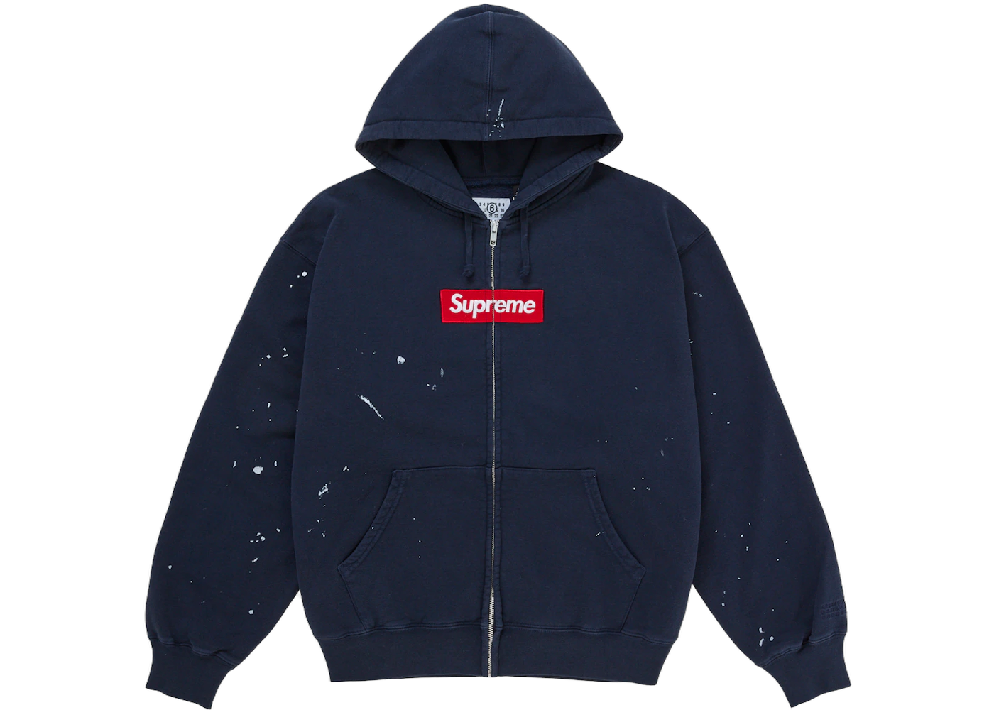 Supreme MM6 Maison Margiela Box Logo Zip Up Hooded Sweatshirt Navy