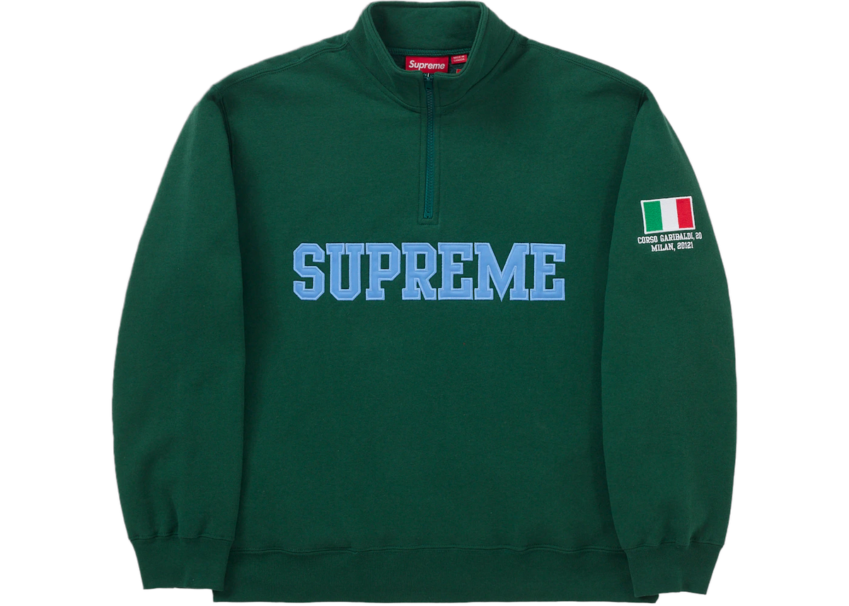 Supreme Milan Shop Flag Half Zip Pullover Green