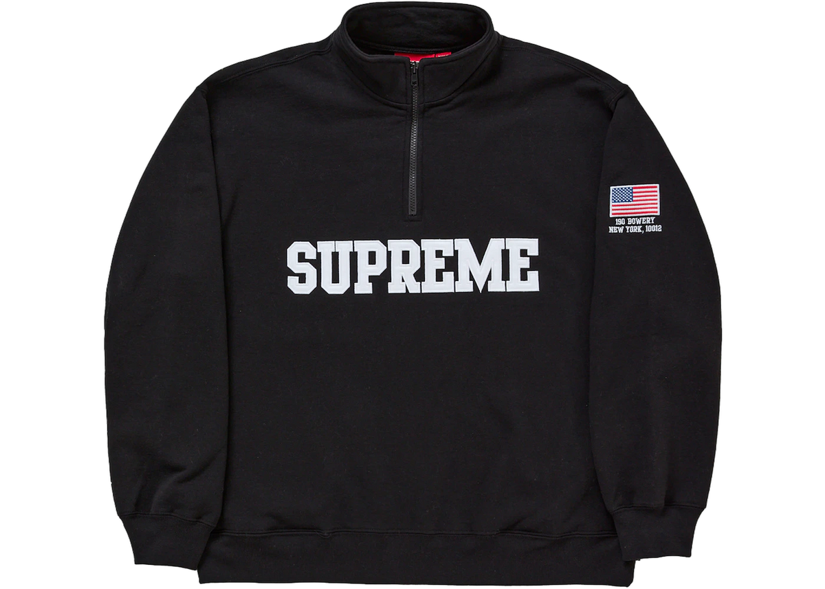 Supreme Shop Flag Half Zip Pullover Black