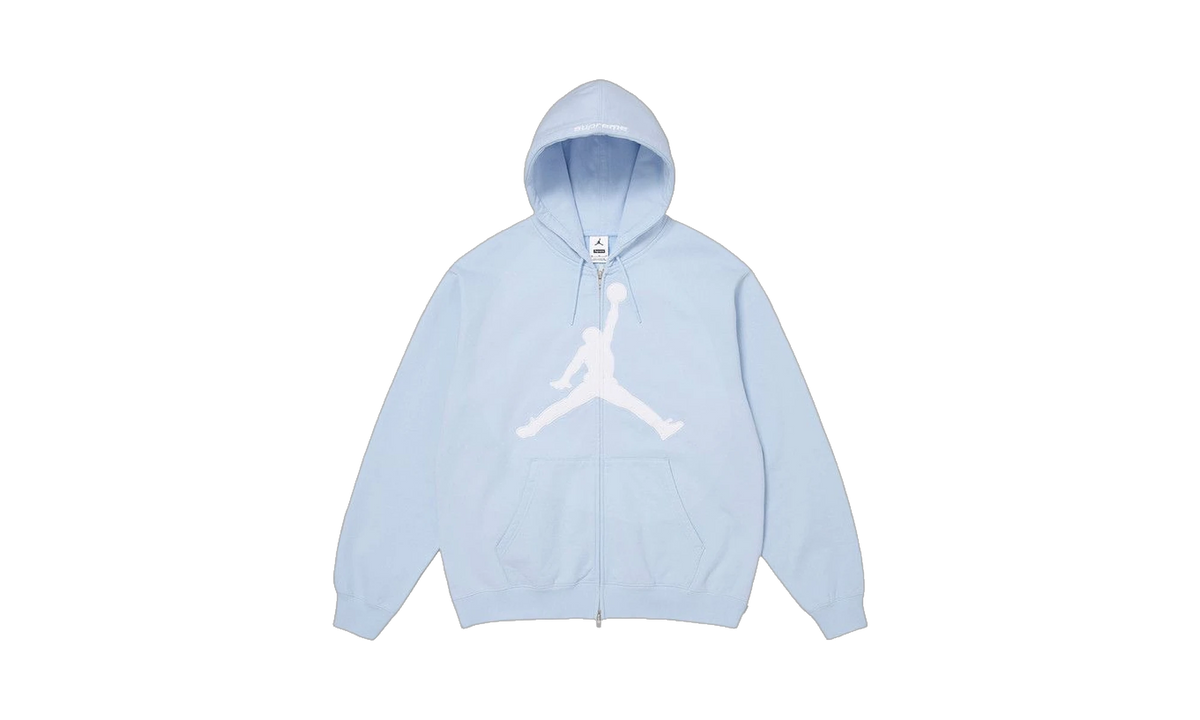 Supreme x Air Jordan Zip Up Hooded Sweatshirt Light Blue