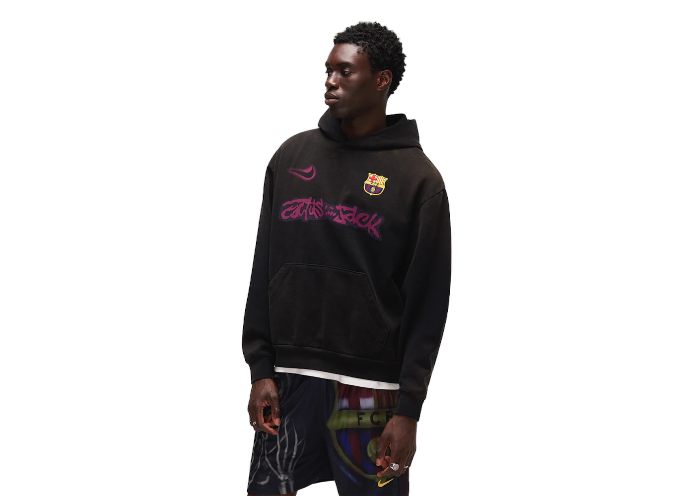 Travis Scott x Nike x FC Barcelona Spray Logo Hoodie Black - Sneak