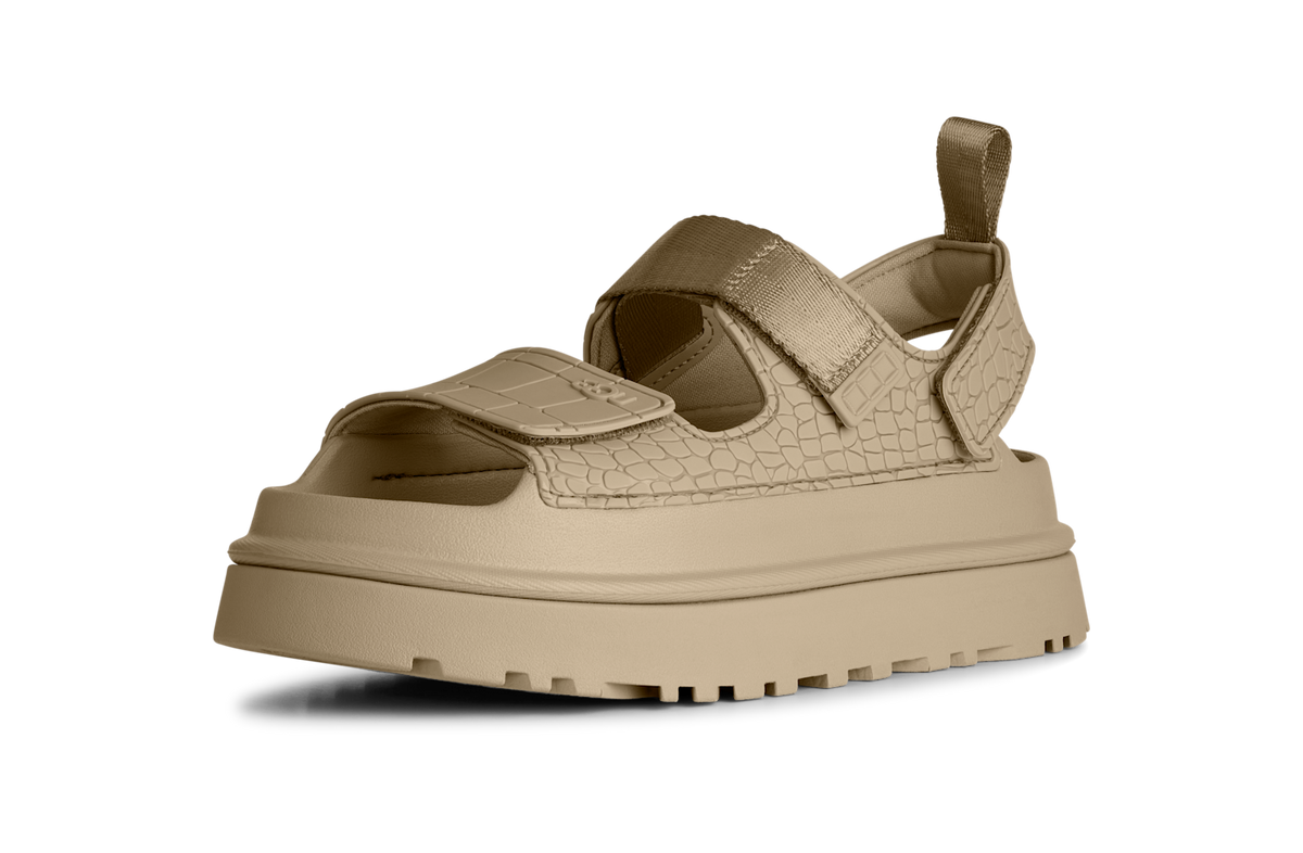 UGG GoldenGlow Embossed Sandal Mustard Seed