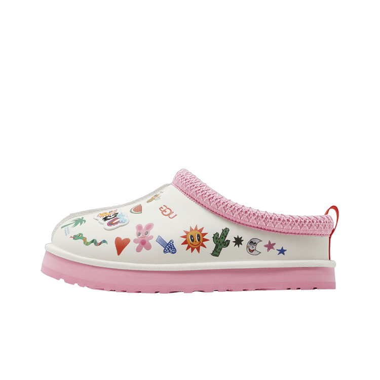 UGG Tazz Slipper Humberto Cruz Pop Sketch, White/Pink (1154433K-WHT)