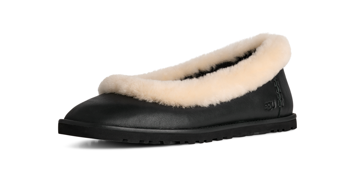 UGG Zora Leather Ballet Flat Black