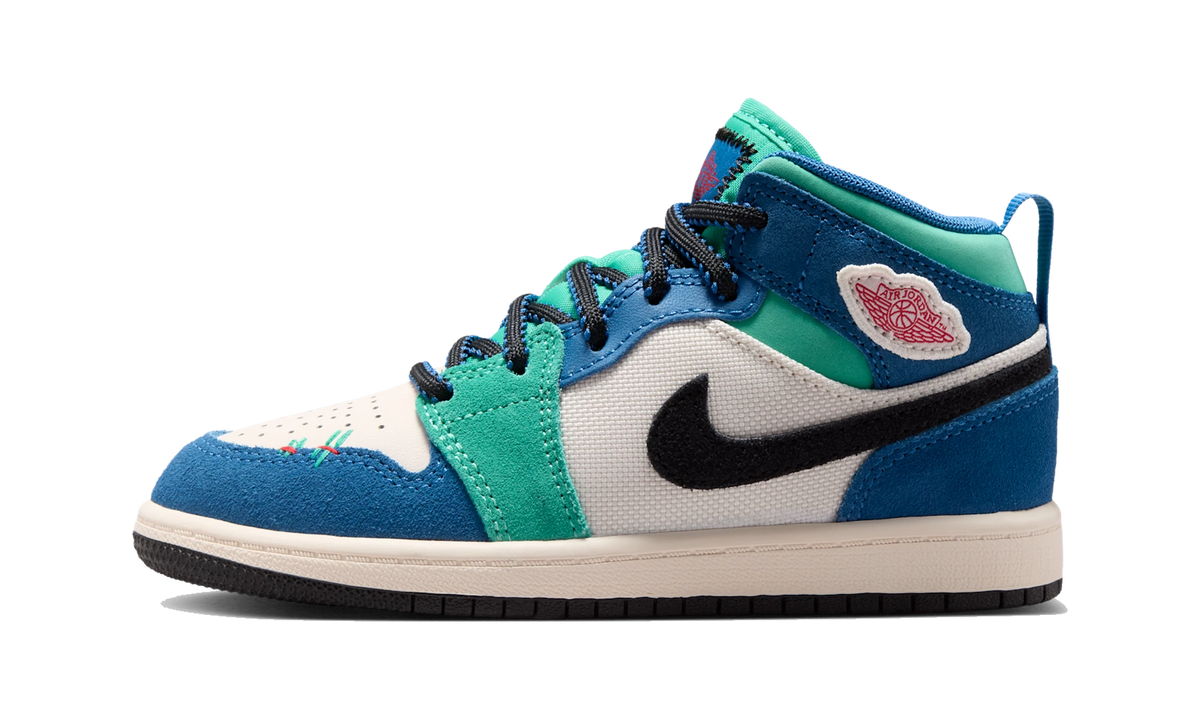 Air Jordan 1 Mid SE Chalk/True Blue/Kinetic Green/University Red
