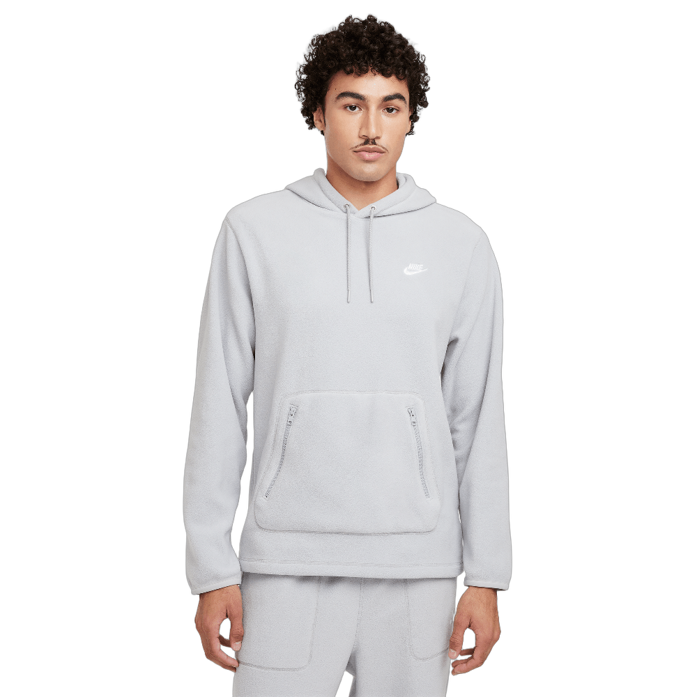 Nike Club Men's Winterized Pullover Hoodie Light Smoke Grey/Pure/White