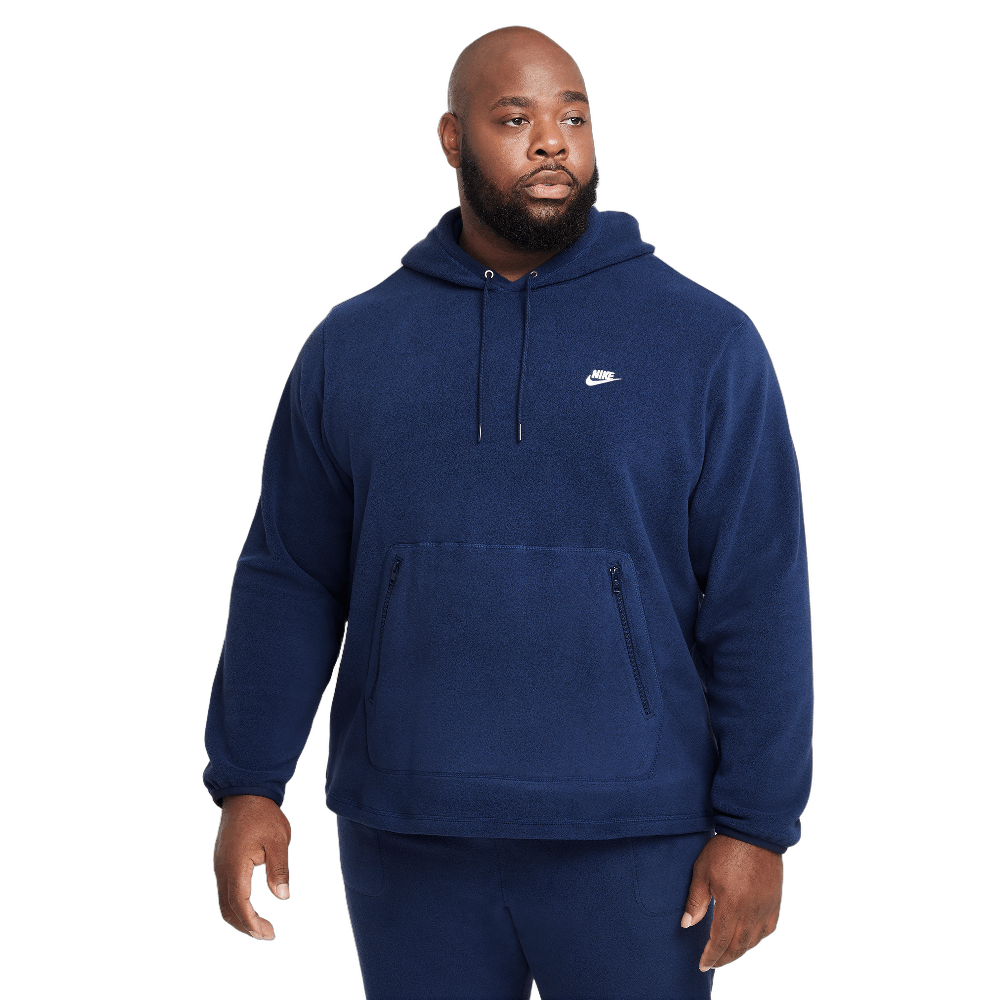 Nike Club Men's Winterized Pullover Hoodie Midnight Navy/White
