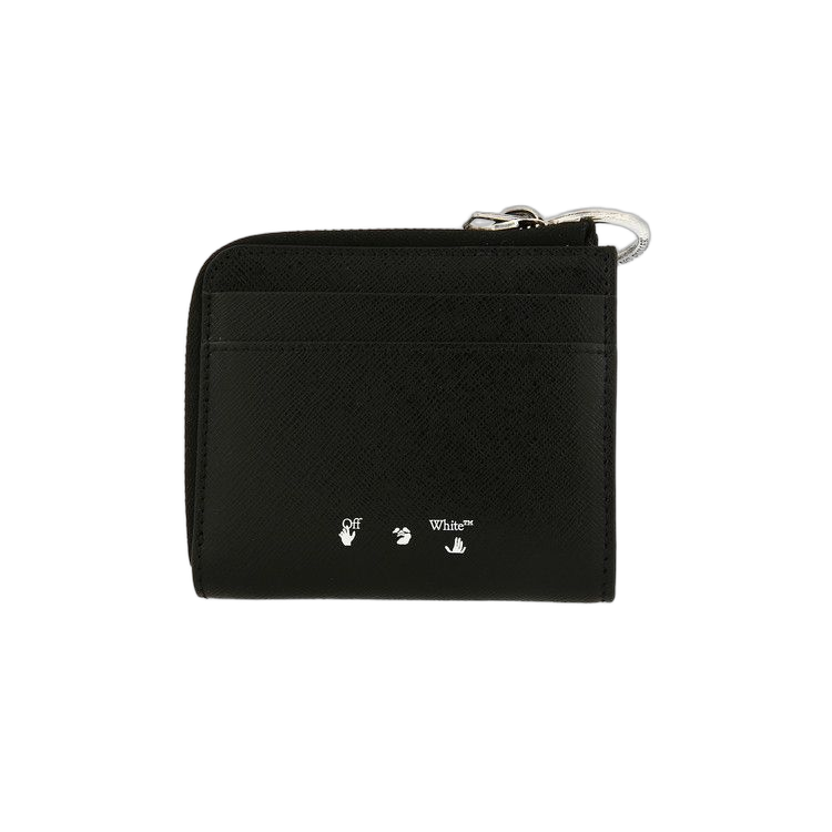 OFF-WHITE Diagonal Stripe Zip Wallet Black/White