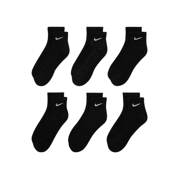 Nike Everyday Cushioned Ankle Socks (6 Pairs) Black/White