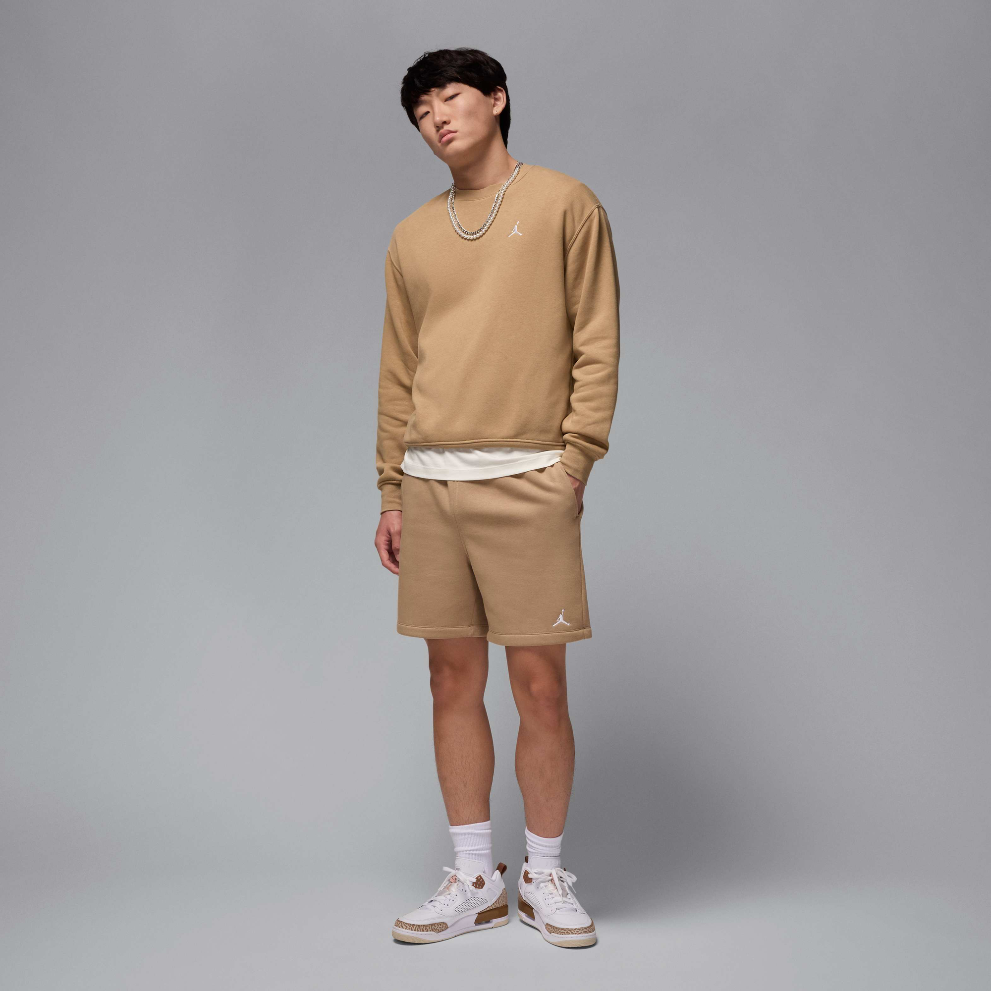 Air Jordan Brooklyn Fleece Crew-Neck Sweatshirt Desert Camo/White - Sneak